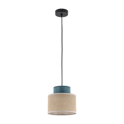 Image of TK Lighting Duo pendant light, jute shade, petrol/natural brown, Ø 20 cm