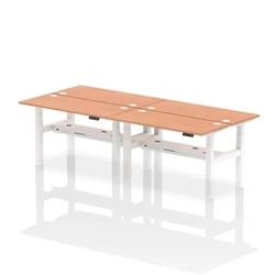 Image of Air B2B 1400x600mm Height Adjustable 4P Bench Desk CP Beech/White