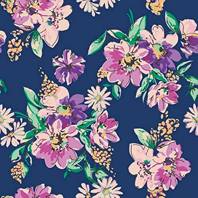 Image of 3 Ply Daisy Spring Flowers Tissue Paper Napkins Serviettes for Decoupage Lunch 33cm x Pack of 20 (Flower Meadow Pattern Dark Blue)