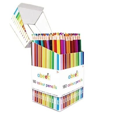 Image of abeec 180 School Colouring Pencils Box Containing Assorted Colours for Kids Art Books and Adult