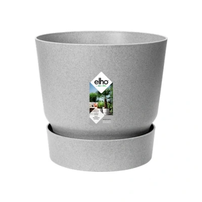 Image of Elho Greenville 30cm Round Plastic Ourdoor Plant Pot Living Concrete