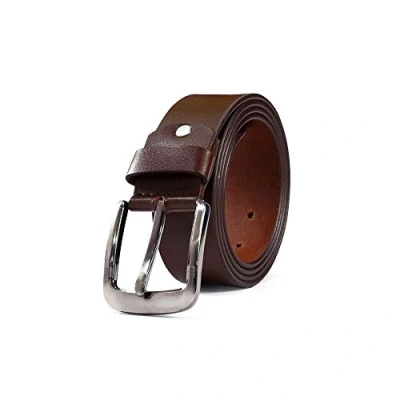 Image of Leather Mens Belt Belts Real 100% Genuine Buckle Trouser Sizes Brown Black Jeans (32 34&quot;(WAIST), BROWN)