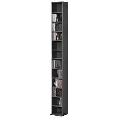 Image of [en.casa] CD shelf Høyset with 12 compartments DVD Standing Bookshelf stand Storage Dark grey