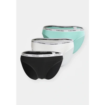 Image of Calvin Klein Underwear Bikini Modern LOGO 3 PACK Briefs, Women&#039;s, Size: XS, Black/beau blue/white