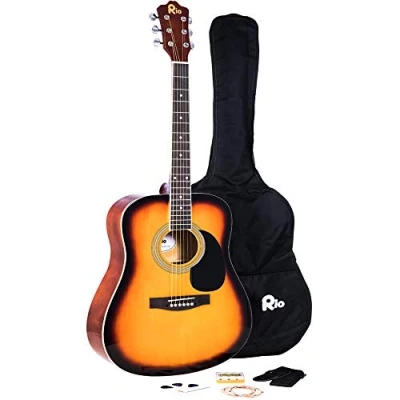 Image of Rio 41&#039;&#039; Full Size 4/4 Acoustic Guitar Dreadnought Steel String Beginner Package Pack New (Sunburst)