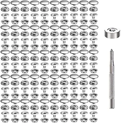 Image of Srup 200pcs 15mm Snap Fastener Kit Stainless Steel Press Stud Fasteners Screw Button with 2 Piece Adjustment Tool for Clothes, Leather Crafts
