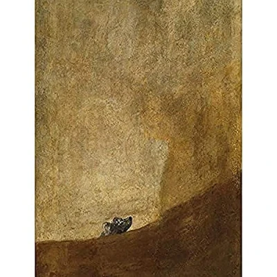 Image of Goya Dog Painting Art Print Canvas Premium Wall Decor Poster Mural, Gold