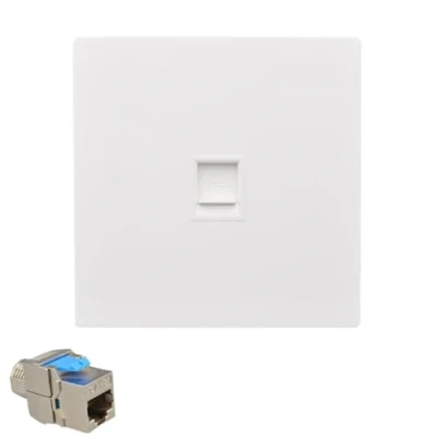 Image of Btkigl 1 Port CAT8 CAT7 RJ45 86 Type Wall Panel CAT.7 LAN Faceplate CAT.8 Network Socket Ethernet Cable (CAT8)