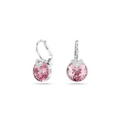 Image of Swarovski Silver Bella Pink Round Drop Earrings