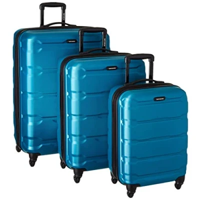 Image of Samsonite Unisex Adult Omni Pc Hardside Expandable Luggage with Spinner Wheels, Caribbean Blue, 3 Piece Set (20/24/28), Wheels