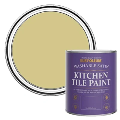 Image of Rust Oleum Green water resistant Kitchen Tile Paint in Satin Finish Wasabi 750ml
