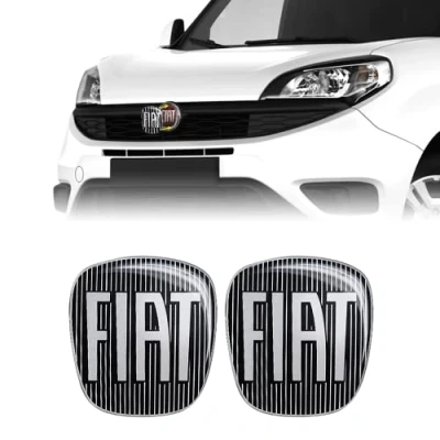 Image of Fiat 14188A 2pcs 3D Sticker Replacement Logo Black for Doblò, Front + Rear