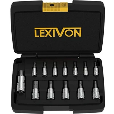Image of LEXIVON Torx Bit Socket Set, Premium S2 Alloy Steel 13 Piece Star T8 T60 Set Enhanced Storage Case (LX 143)