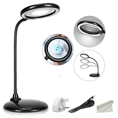 Image of LED Magnifying Lamp, ZHSX Large Hands Free Glass with Light and Stand for Reading Hobbies Artist Craft Black