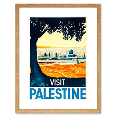 Image of Wee Blue Coo Travel Palestine Illustration Ad New Framed Art Print Picture F12X1288