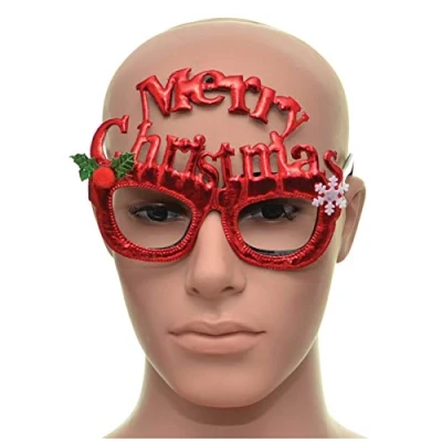 Image of SHATCHI Frame Red Merry Christmas Glasses Fancy Xmas Dress Novelty Party Accessories Supplies Selfie Photo Props Bag Stocking Fillers