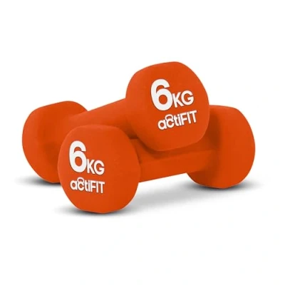 Image of Neoprene Weights Dumbbells Set Men and Women Thick Coating 2KG 3KG 4KG 5KG 6KG Cast Iron Dumbells Singles Home Free Orange Exercise Barn (E: 2 x 6KG, PAIR)