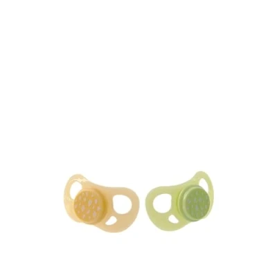 Image of Twistshake 2X Orthodontic Pacifier, Baby Infant Soother, BPA, BPF, BPS Free, 6+ Months,Cactus Green &amp; Caramel Beige