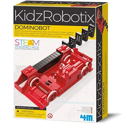 Image of KidzRobotix Dominobot, Build A Robot Stacking Domino Car, Set Up Your Dominos Perfectly, Science and Technology Kit for Boys Girls, Ages 8+