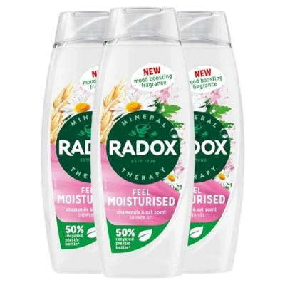 Image of Radox Mineral Therapy Shower Gel Feel Moisturised with Nature Inspired Mood Boosting Fragrance Body Wash for Men and Women Blended Chamomile Oat, 450ml (Buy 3)