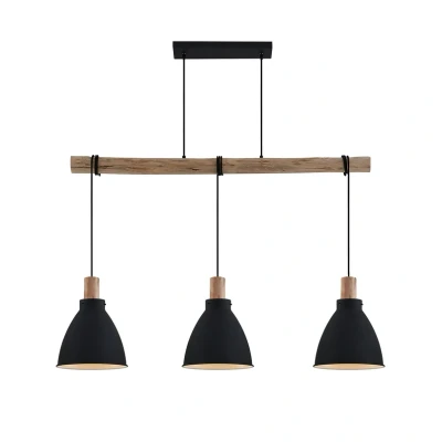 Image of Lindby pendant light Trebale, E27, Ø 28 cm, 3 bulb, wood