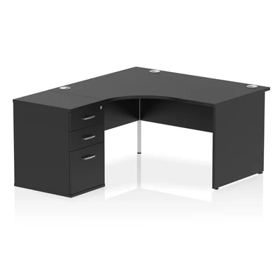 Image of Impulse 1400 LH Crescent Desk Black Top Panel End 600 High Ped