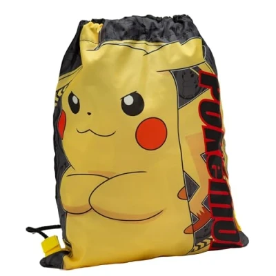 Image of Pokemon Drawstring Bag Kids PE Kit Gym Swim For Boys &amp; Girls School Trainer Pikachu Print
