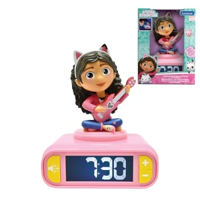 Image of LEXIBOOK Dollhouse, Gabby Nightlight Alarm Clock, Sounds and Melodies, Backlit LCD Screen, Illuminated, Snooze