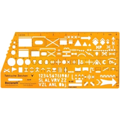 Image of Military Stencil Tactical Map Land Navigation Template NATO Army Symbols 1:50000 Topographic Scale Drafting Supplies