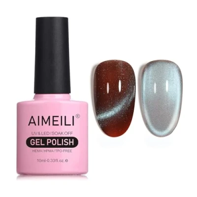 Image of AIMEILI Magnetic Gel Nail Polish Cat Magnet Eye Polish, UV LED Soak Off Glitter Varnish Art Manicure Pedicure, Long Lasting &amp; Easy to Apply 10ml 741