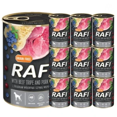 Image of Complete Wet Dog Food: Meat &amp; Natural Ingredients, Grain Free, Immune Boosting Superfoods in Every Flavor! Healthy Tasty Nutrition for All Breeds! (Beef Tripe Pork Ham, 10x400g)