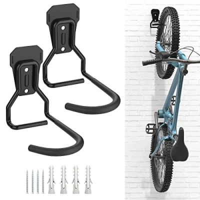 Image of Housolution Bike Wall Mount, [2 Pack] Heavy Duty Hanger Rack, Steel Coated Bicycle Storage Hooks, Hooks for Vertical Stand Garage