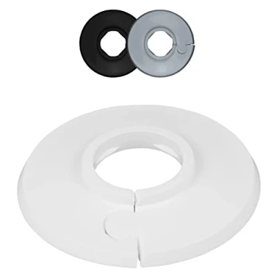 Image of FUX Pack of 2 Single Heating Pipe Rosette 8 mm 60.3 mm, Heating, Cover, Cover Rosettes, Trim, Radiator Polypropylene in Special Colours (30 RAL 9016)