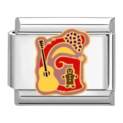 Image of Quiges 9mm Italian Style Charm Link Module Stainless Steel Colorful Alphabet Letter G for Bracelets
