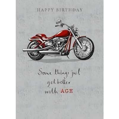 Image of Noel Tatt Male Birthday Card General for Men Classic Motorbike Better with Age Eco Friendly and Recyclable