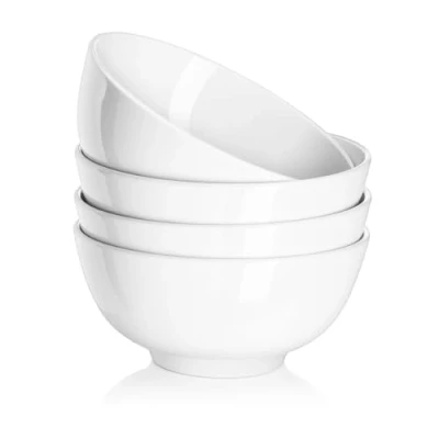 Image of DOWAN 650ml Soup Bowls,Φ15.4cm Bowls Set of 4 for Kitchen,Ceramic Cereal Bowls, White Soup, Breakfast, Oatmeal, Rice, Pasta, Salad