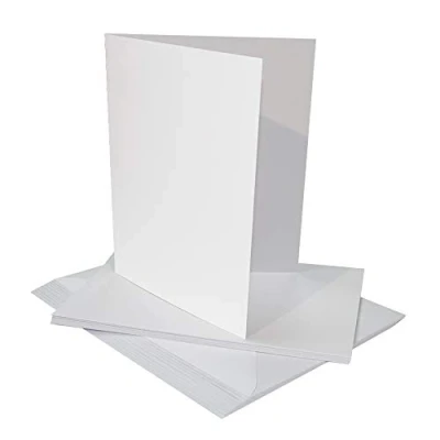 Image of Craft UK 2258 10 x 7 Inch Card and Envelope White (Pack of 25)