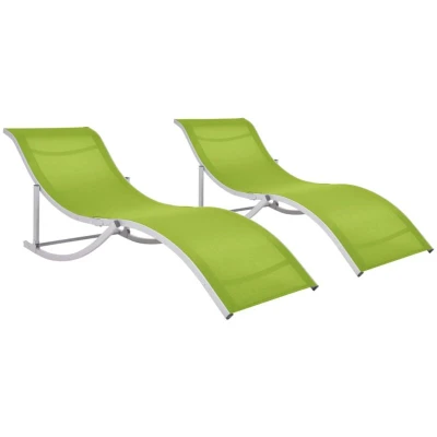 Image of vidaXL Folding Sun Loungers 2 pcs Green Textilene