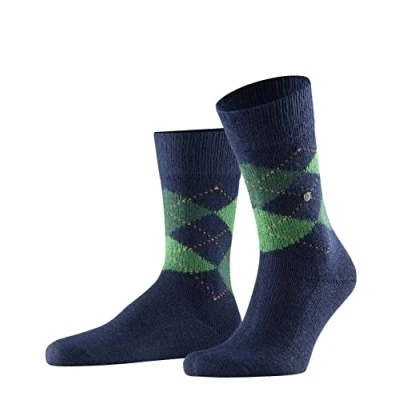 Image of 1 Pair Navy / Green Preston Extra Soft Feeling Argyle Socks Men&#039;s 6.5 11 Mens Burlington