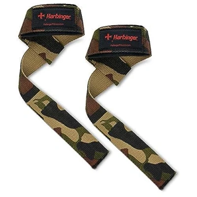 Image of Harbinger Padded Cotton Lifting Straps with NeoTek Cushioned Wrist (Pair), Camo
