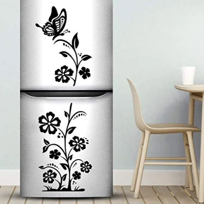 Image of Butterflies Flowers Sticker Fridge Wall Stickers Floral Decorations Art Decor Kitchen Decal Bedroom Decoration Ornament Shopping Posters Living Room Decals Furniture Decorative Vinyl Home Mural