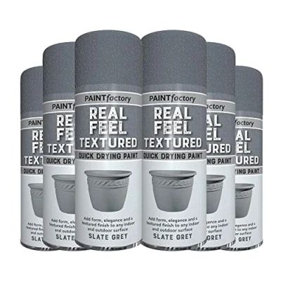 Image of Classic Signature 6 x Real Feel Textured Grey Spray Paint 400ml Quick Drying, Decorative Effect Aerosol Can for Wood Metal
