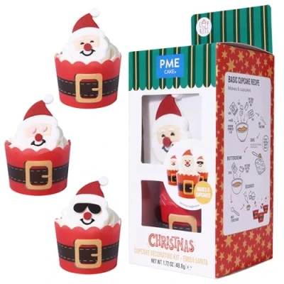 Image of PME Christmas Cupcake Decorating Kit Emoji Santa (Set of 6)