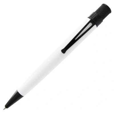 Image of Retro 51, Tornado Twist Top Rollerball pen, Chaplin White with Black accents, Glows in the Dark (VRR 2127)