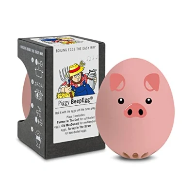 Image of Brainstream PiepEi The Singing Egg Timer for Cooking, Pink with Pig Design, 5,1 x 4,5 cm