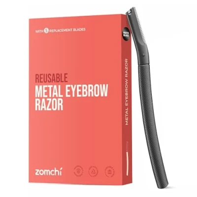 Image of ZOMCHI Eyebrow Razor, Dermaplaning Tool for Face, Trimmer Shaper with Precision Cover,Black