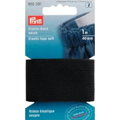 Image of Prym Elastic Tape, Black, 40 mm, Schwarz, 1 m