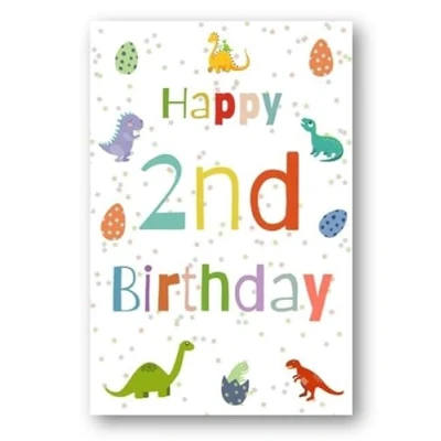 Image of Second Ave 2nd Birthday Age 2 Dinosaur Children&#039;s Kids Happy Card Greetings For Boys or Girls