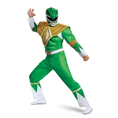 Image of DISGUISE Power Rangers Men&#039;s Green Ranger Fancy Dress Costume Medium