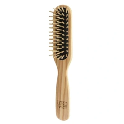 Image of TEK Rectangular Brush with Short Tooth in Ash Wood Handmade Italy, for Hair 22 x 4 cm